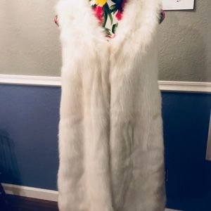 White Faux Fur Long Vest